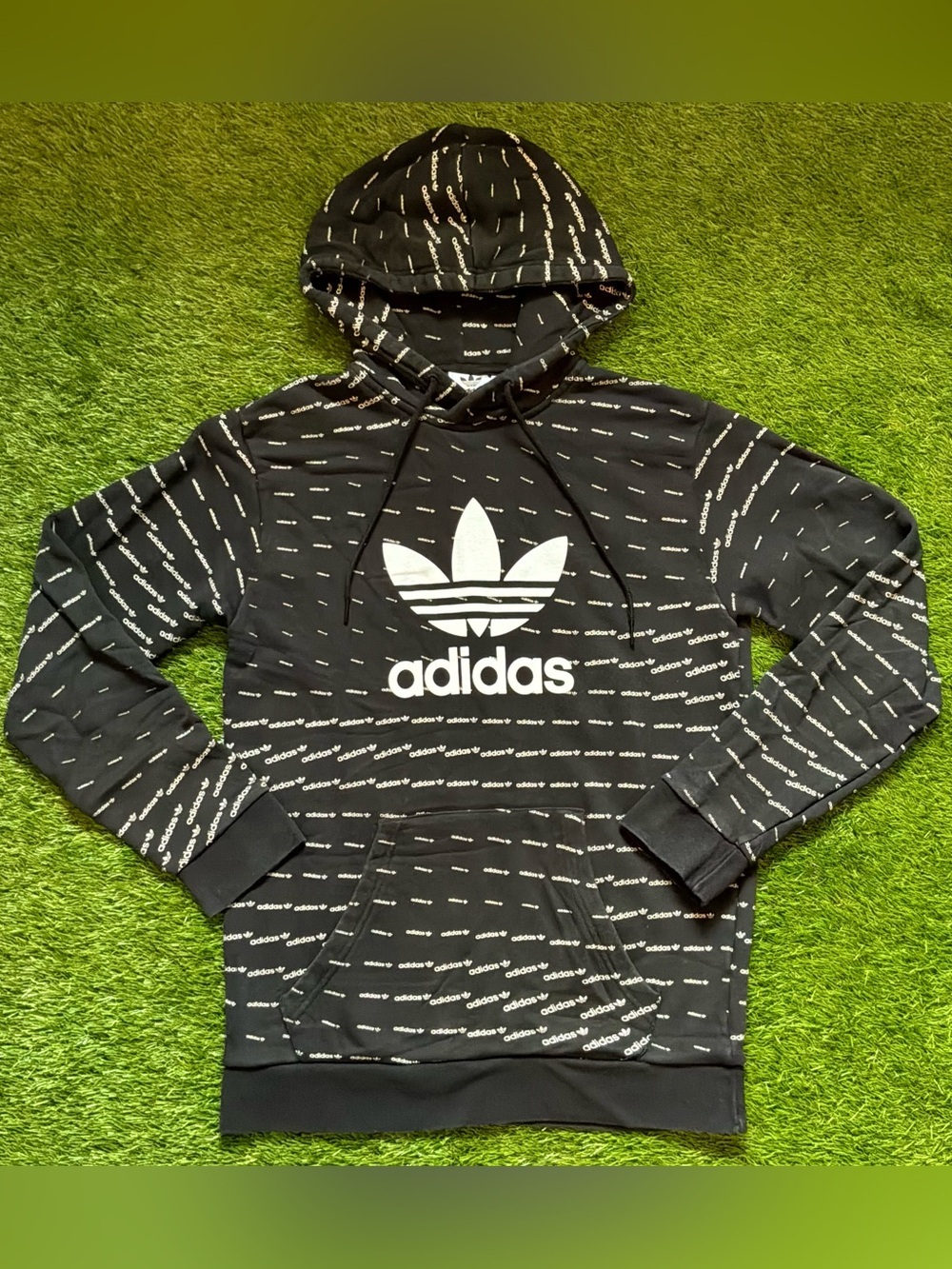 Adidas Originals Trefoil Logo Allover Print Hoodie Black Small